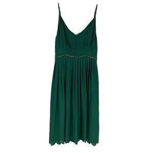 3.1 Phillip Lim Slip Dress 8 Silk Emerald Green Beaded 20’s Holiday Regal Glam
